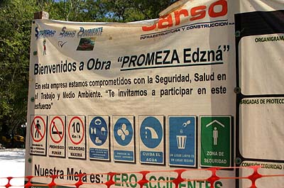 Yucatan, PROMEZA sign at Edzná