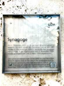 Ulm synagogue plaque