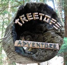 Sign for treetop adventures at Capilano Suspension Bridge