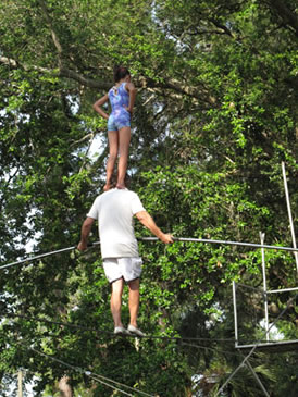 Briana Phelps on Rick Wallenda's shoulders