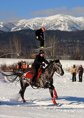 Skijoring on head