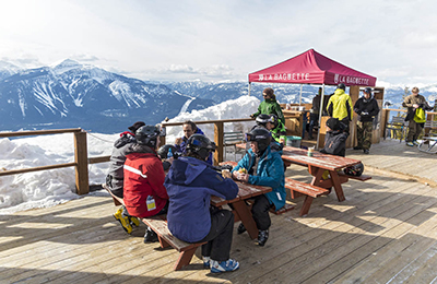 Revelstoke mid-mountain deck lunch