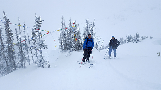 Skiers on Rudi's Ridge
