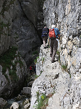 Author on the ledge to the headwaters of the Soca River