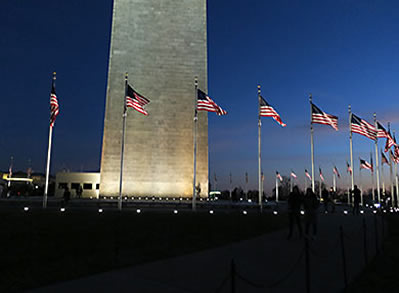 Flags surround Washington Monument