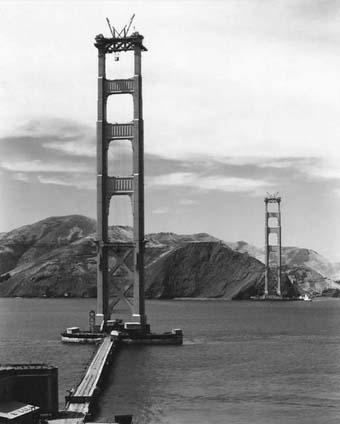 Golden Gate Bridge towers without roadway