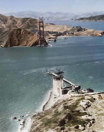 Golden Gate Bridge towers without roadway