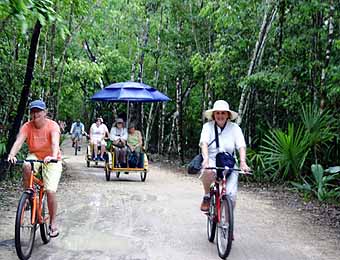 Mexico Coba Sacbe bicycles and pedicabs
