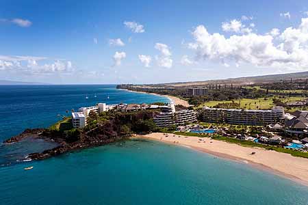 Kaanapali Sheraton aerial of beach at Black Rock
