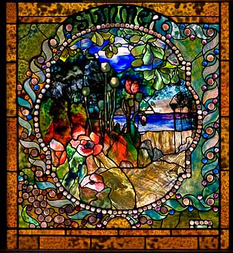Tiffany leaded glass Summer panel from Four Seasons, window, c. 1899-1900
