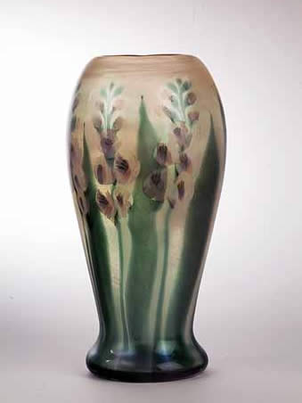Tiffany vase, gladiolus blown glass